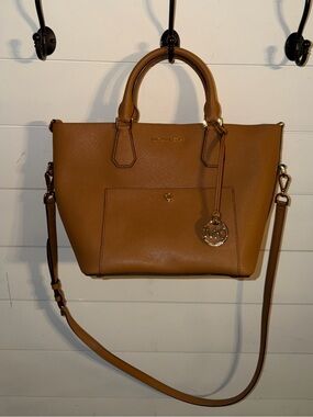 Michael Kors Tan Pebbled Leather Tote with Gold Accent